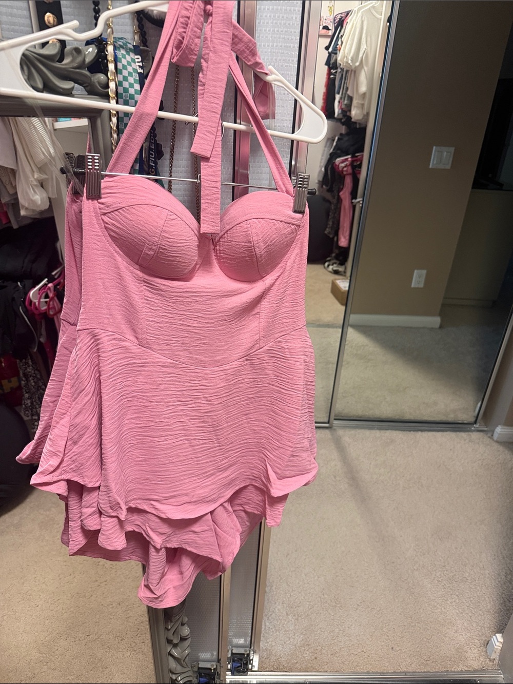 Timing Los Angeles Pink Halter Ruffled Romper